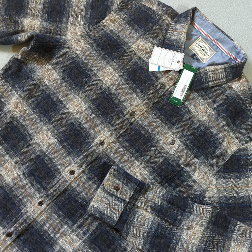 Flag & Anthem Linden Long Sleeve Flannel‎ Shirt Grey Black Plaid Mens XL NWT